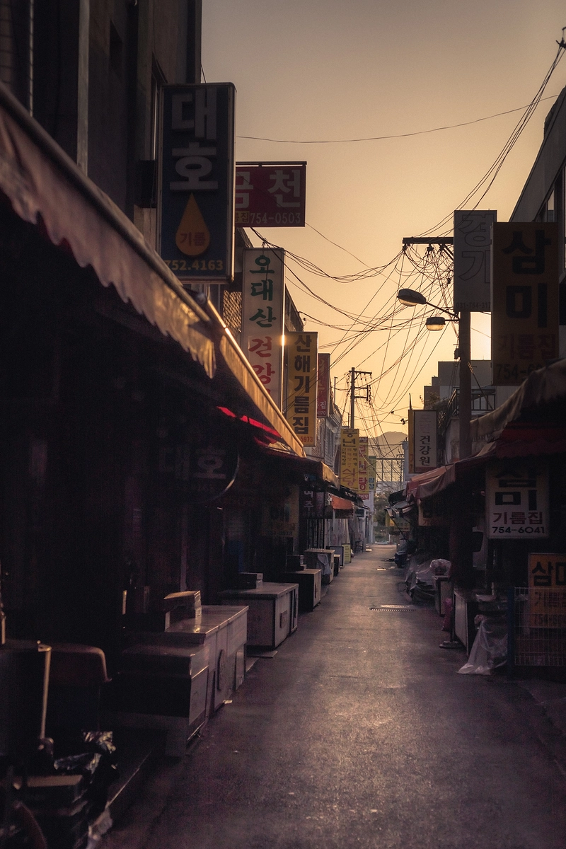 Korean Alleyway at Golden Hour